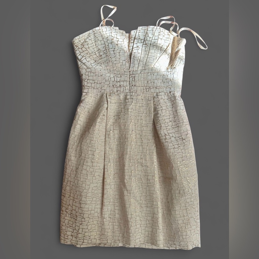 Max & Cleo Strapless Shimmering Gold Minidress 4 - Picture 4 of 12